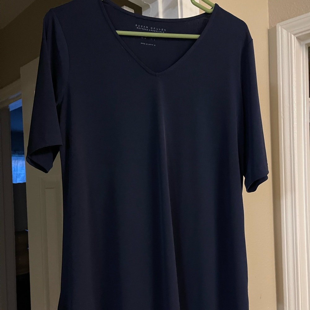 Susan Graver Weekend Essentials, navy blue shirt